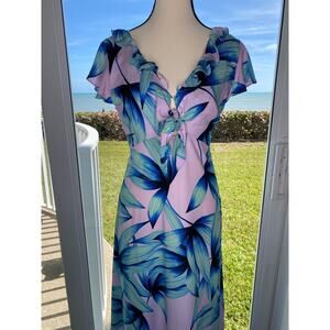 OLIVACEOUS Pink Tropical Maxi Dress